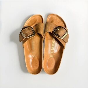 Birkenstock Brown Slide Sandals with Buckle